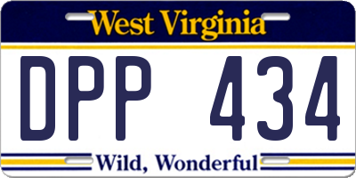 WV license plate DPP434