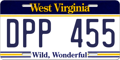 WV license plate DPP455