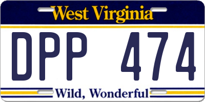 WV license plate DPP474