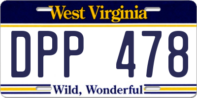 WV license plate DPP478