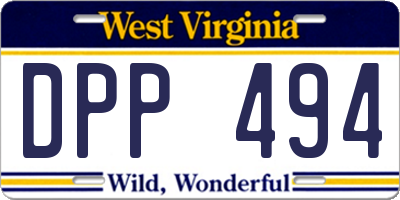 WV license plate DPP494