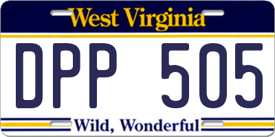 WV license plate DPP505