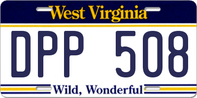 WV license plate DPP508