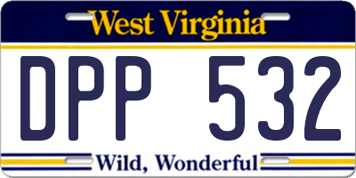 WV license plate DPP532