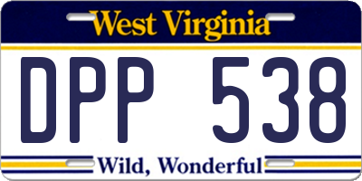 WV license plate DPP538