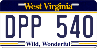WV license plate DPP540