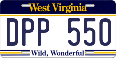 WV license plate DPP550