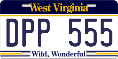 WV license plate DPP555