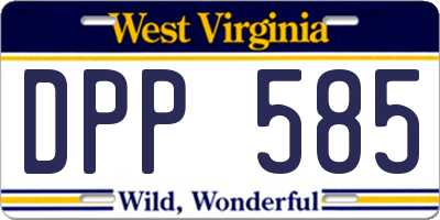 WV license plate DPP585