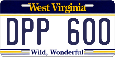 WV license plate DPP600