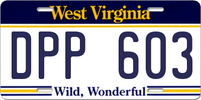WV license plate DPP603