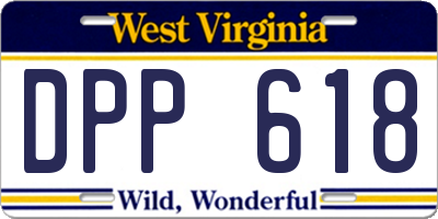 WV license plate DPP618