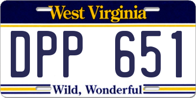 WV license plate DPP651