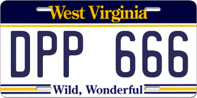 WV license plate DPP666