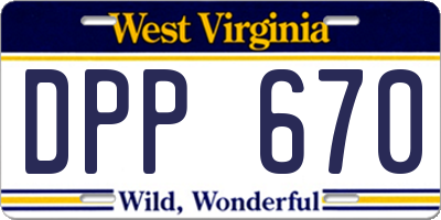 WV license plate DPP670