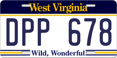 WV license plate DPP678