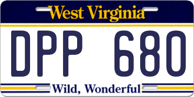 WV license plate DPP680