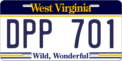 WV license plate DPP701