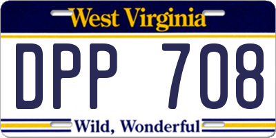 WV license plate DPP708