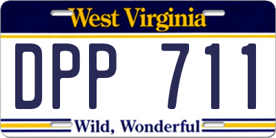 WV license plate DPP711