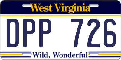 WV license plate DPP726