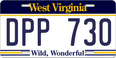 WV license plate DPP730