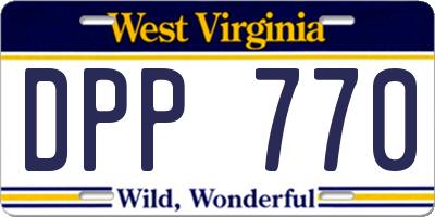 WV license plate DPP770