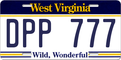 WV license plate DPP777