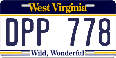 WV license plate DPP778