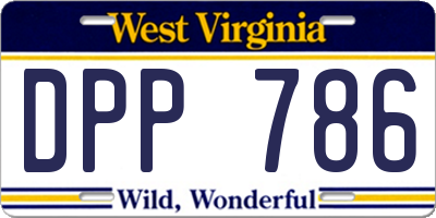 WV license plate DPP786