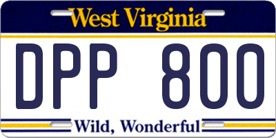 WV license plate DPP800