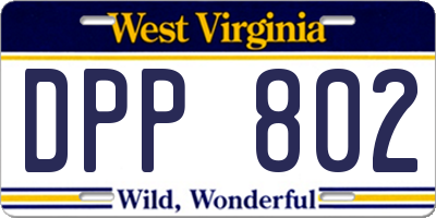WV license plate DPP802