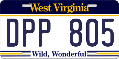 WV license plate DPP805