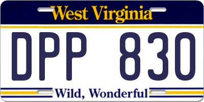 WV license plate DPP830