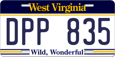WV license plate DPP835