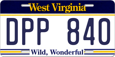 WV license plate DPP840