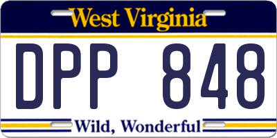 WV license plate DPP848