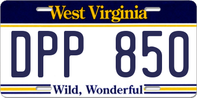 WV license plate DPP850