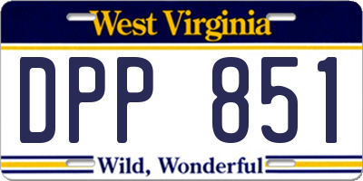 WV license plate DPP851