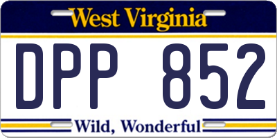WV license plate DPP852