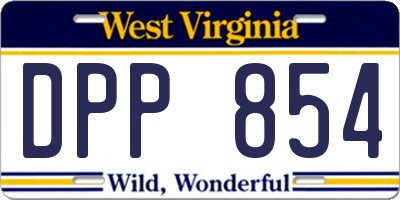 WV license plate DPP854