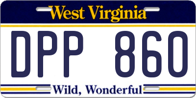 WV license plate DPP860