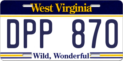 WV license plate DPP870