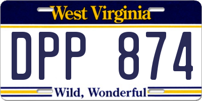 WV license plate DPP874