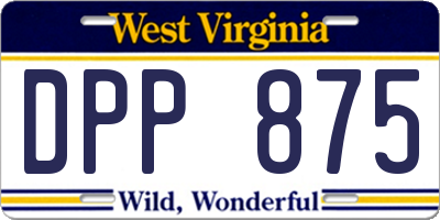 WV license plate DPP875