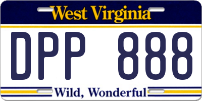WV license plate DPP888