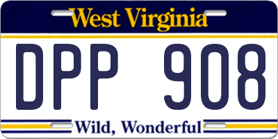 WV license plate DPP908