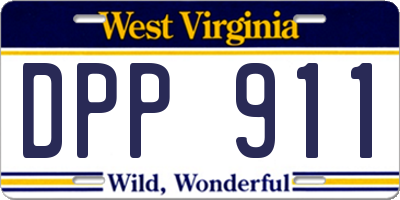 WV license plate DPP911