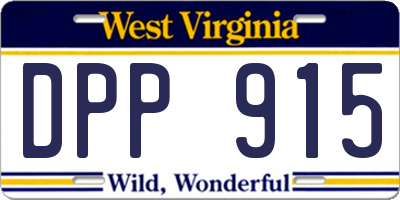 WV license plate DPP915