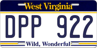 WV license plate DPP922